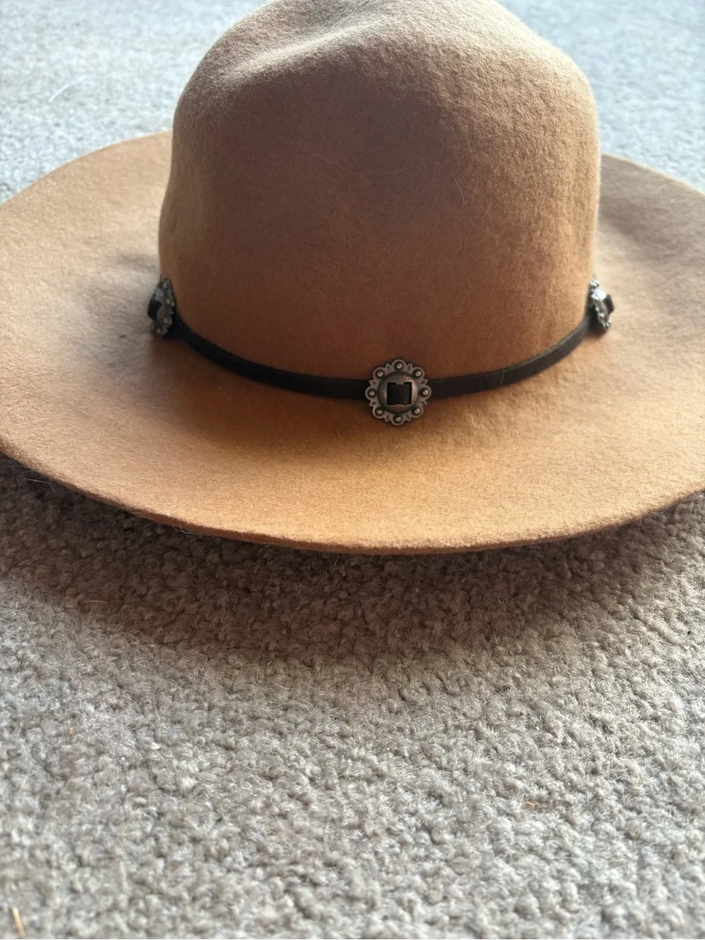 American Eagle Camel Wool Panama Hat Wide Brim Western Ranch Fedora One Size